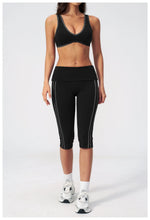 Summer Color Blocked Yoga Sets Women Slim Sports Bra High Waist Pants Fitness Suits Outwear Gym Running Push Up Workout Clothes