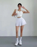Preppy WOMENGAGA American Style Style High Waisted Slim Pleated Skirt For Women's Summer Ballet Skirt Fashion Women QI9Y