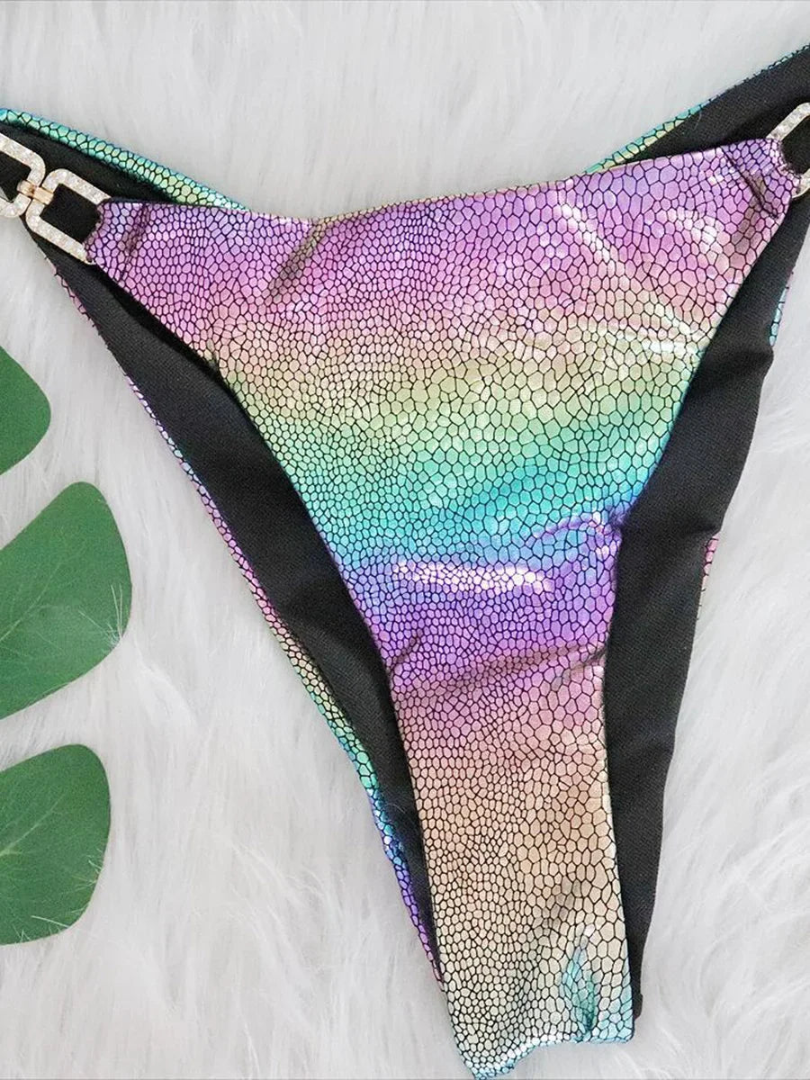 2025 Shiny Halter Rhinestone Diamond Bikini Female Swimsuit Women Swimwear Two-pieces Bikini Set Micro Strappy Bathing Suit Swim