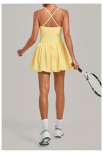 Women's Tennis Skirt Dress Sports Fitness Golf Beautiful Back Slim-fit One-Piece Training Workout Gym Anti-exposure Yoga Dress