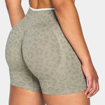 Leopard Print Gym Shorts Women Seamless High Waist Scrunch Butt Lifting Yoga Shorts Workout Running Fitness Tummy Control Shorts