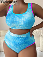 0XL - 4XL New Tie Dye Bikini Large Size Swimwear Plus Size Women Swimsuit Female Two-pieces Bikini set Bather Bathing Suit V5948