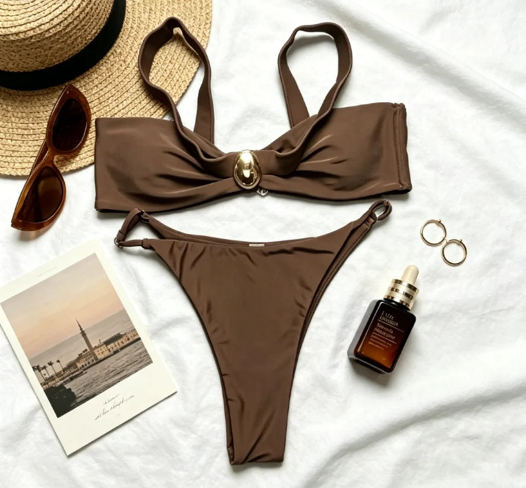 2026 Sexy Bikinis Micro Thongs Swimsuit Women Bathing Suit Rings Biquini Bandage Beachwear Print Swimwear Brazilian Bikini Sets