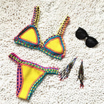 Bikini Crochet 2026 Handmade Knit Patchwork Reversible 2 Piece Swimsuit Women Halter Top Brazilian Bathing Suit Thong Swimwear