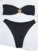 2026 Bandeau Bikinis Starfish Swimsuit Women Sexy Padded Swimwear Female Solid Beachwear Bathers Bathing Swimming Swim Suit