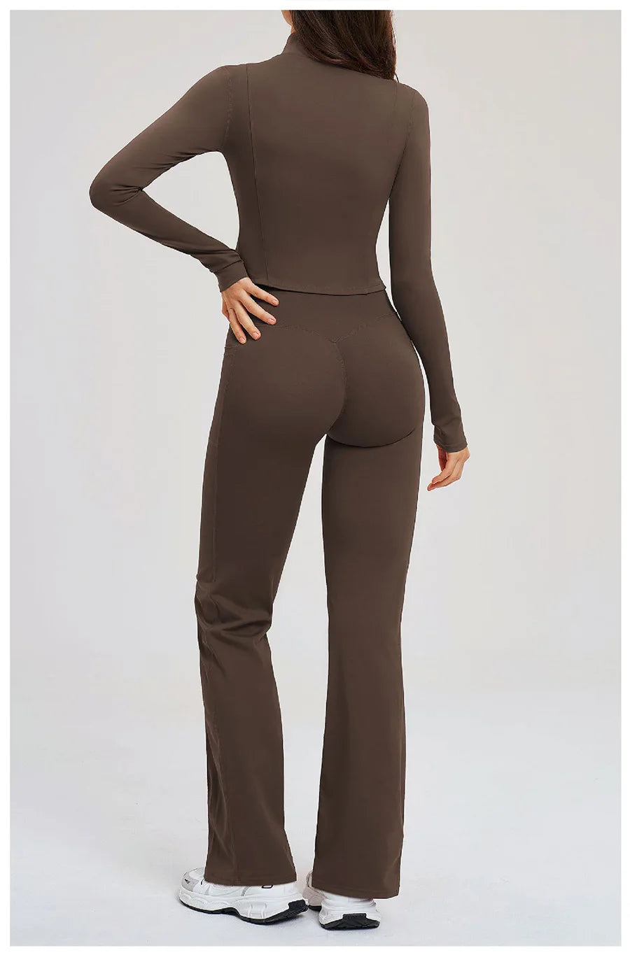 2PCS Yoga Set Gym Clothes Sportswear Seamless Women Fitness Long Sleeved Tracksuits Sports Workout Gym Flared Leggings Athletic