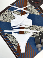 Sexy High Neck Cross Bikini Set 2026 Women Solid White Black Push Up Hollow Out Swimsuit Summer Bathing Suit High Waist Swimwear