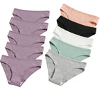 10Pcs/Set Women Cotton Briefs Breathable Panties Low Waist Briefs Sports Solid Soft Skin-Friendly Underwear Daily Wear S-XXL
