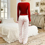 Women SleepwearLong Sleeve T-shirt with Long Trouses Set Autumn Winter Pajamas Set Homewear Femme Loungewear