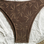 Brown Leaf Fishing Net Bandeau Bikinis Sets Front Hollow Out Sexy Swimsuit Woman 2026 Bead Swimwear Bathing Suit Bikini De Mujer