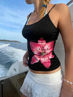 Summer Women Floral Print Camisole Casual Spaghetti Straps Tank Tops Sleeveless Crop Tops for Club Streetwear