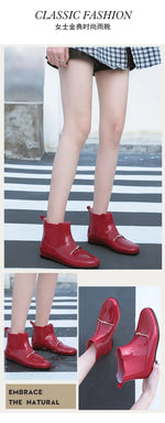 Women Rainning Boots Fashion Ladies Walking Waterproof Ankle Rubber Rainboots Casual Thick Bottom Low Heel Short Boot 2024