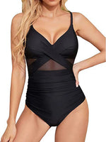 S - XXL Sexy Mesh See Through Women Swimwear One Piece Swimsuit Women's Swimwear Ruched Push Up Bathing Suit Swim Beach Wear