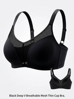 Full Cup Plus Size Women Bra Wireless Thin Side Support Gathering Brassiere Comfort Breathable Mesh Minimizer Bra