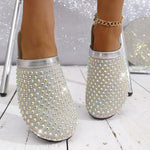 Summer Shoes for Women Slippers Luxury Rhinestone Rivets Casual Sandals Mesh Slip-on Loafers