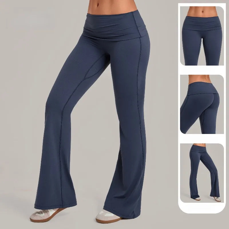 Women's Seamless Yoga Pants Sports Fitness Training High-Waist Hips-Lifting Flare Leggings Workout Gym Running Slim Fit Pants