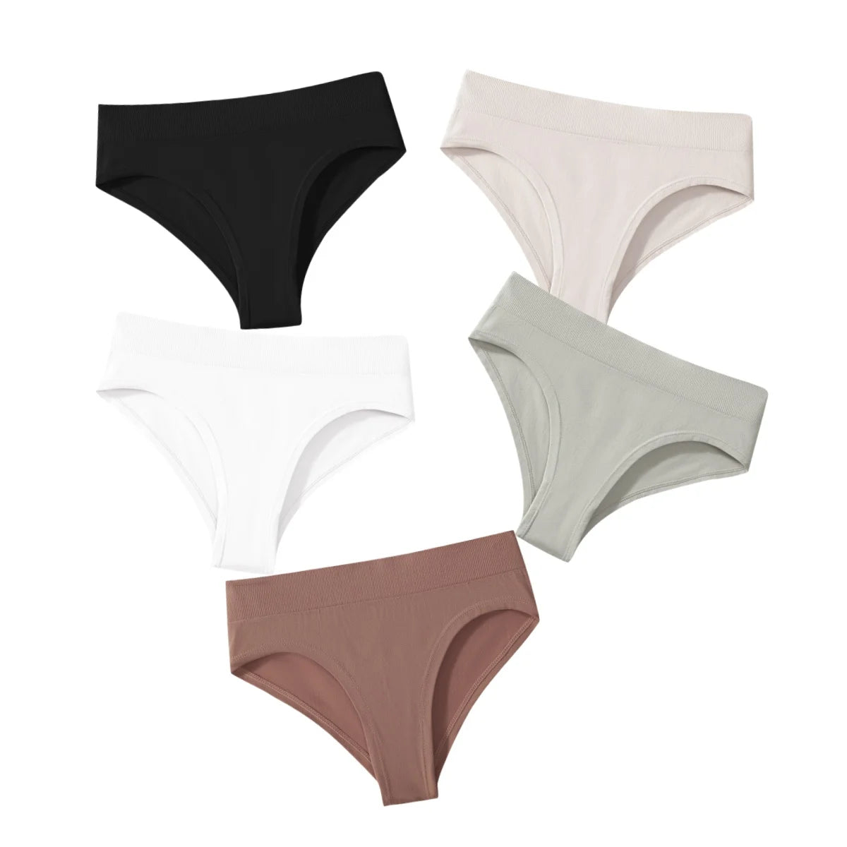 5Pcs/Set High Rise Women Panties Briefs Female Underpants Solid Color Seamless Underwear S-XXXL Sexy Lingerie Intimates