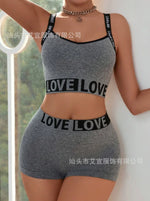 Outdoor Fitness Wear Women's Bra Set Women's Alphabet Sportswear Underwear Set Camisole Beautiful Back