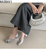 Summer Shallow Women Silver Flats Square Toe Design Beach Sandals Black Mesh Breathable Organza Mary Janes Chaussure Femmes