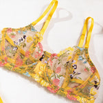 Sexy Floral Fancy Lingerie Lace Embroidery Fairy Seamless Tulle Underwear See Through Exotic Sets for Women Fahion Bilizna Set