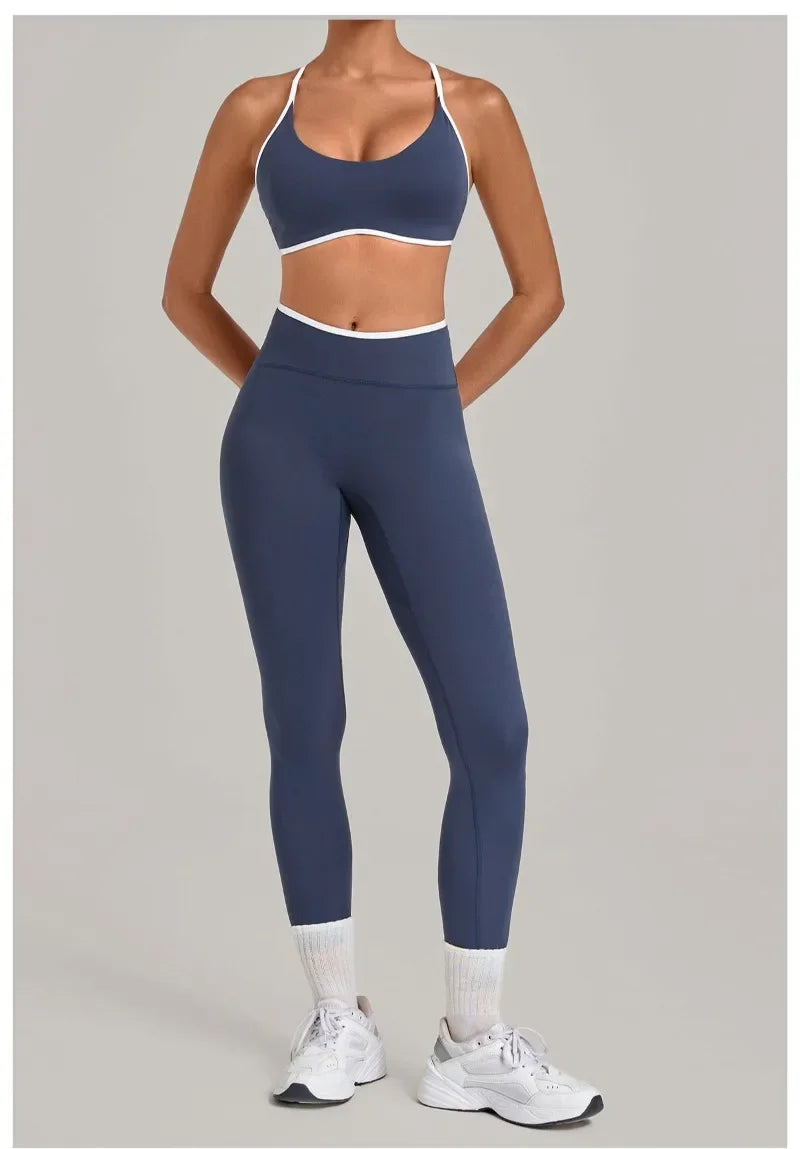 Women's Seamless Yoga Sets Sports Fitness Gym Sleeveless Vest Hip-lifting Slim Fit Pants Suits Running Training Workout Sets