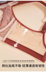 Women's French Pure Desire Lace Lingerie Set - Rabbit Ear Cup Thin Push Up Bra Minimizer for Large Bust