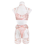 Laced Bra Lingerie Sexy Floral Embroidery Underwear Transparent Fairy Set Woman 2-Piece Boho Bra + Panty Underwear Set Intimates