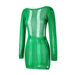 Women Autumn Ripped Knit Dress Long Sleeve Backless Bodycon Mini Dress Summer Fall Club Sexy E-Girl Dresses Female