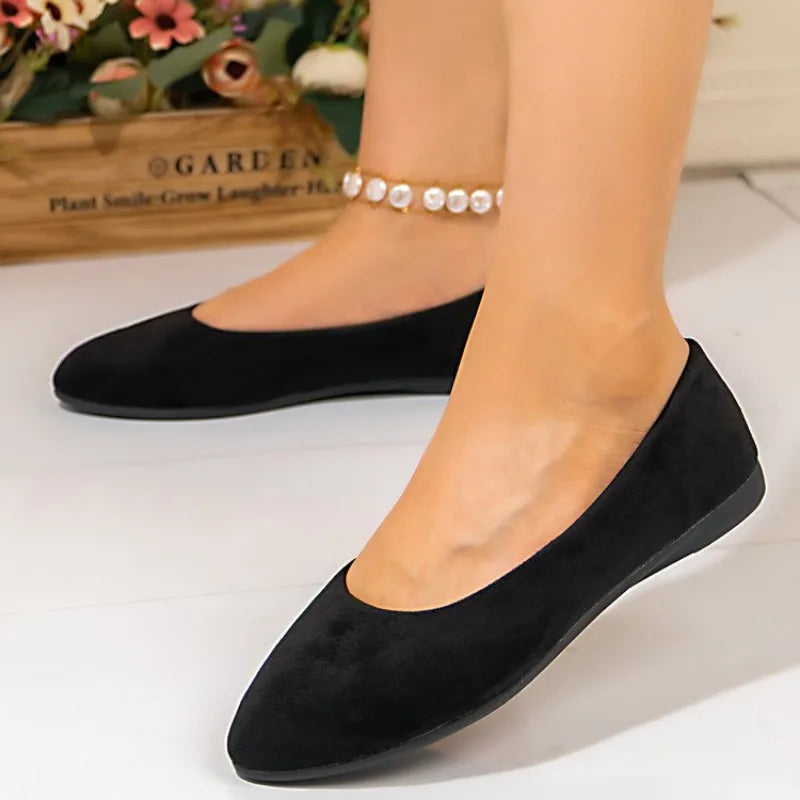 Women Suede Loafers Flat Heel Shallow Female Shoes Spring Summer Square Toe Basic Concise Women Pumps