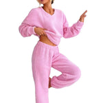 Women Suits Outfit Home Comfort Set for Warm Long Sleeves Elastic Waist Trousers in Autumn and Winter Women Clothing 2 Piece Set