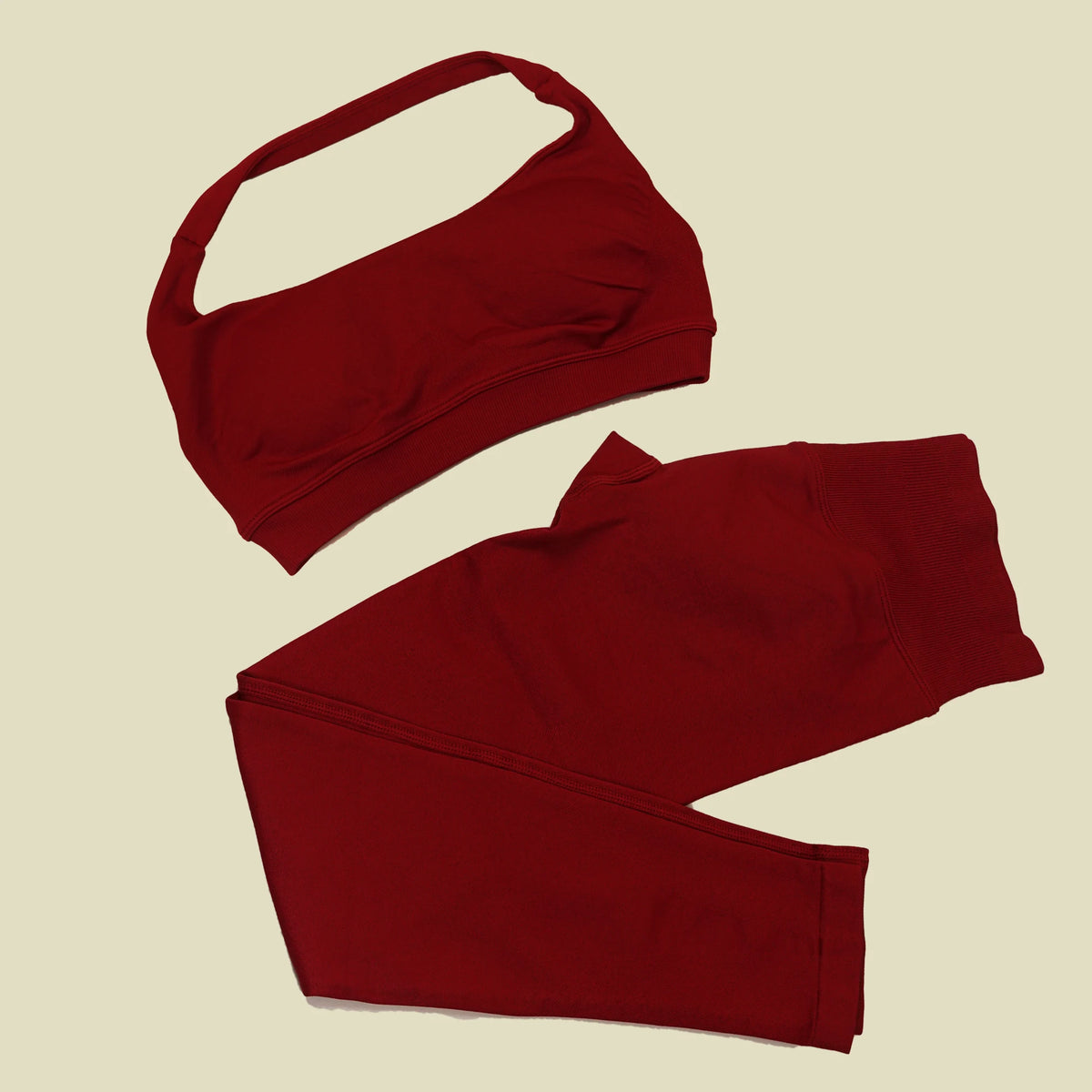STOUREG Open Back Yoga Bras Pants Sets Seamless 2pcs Sculpt Sports Leggings Gym Halter Crop Tops Hip Lift Push Up Workout Tights