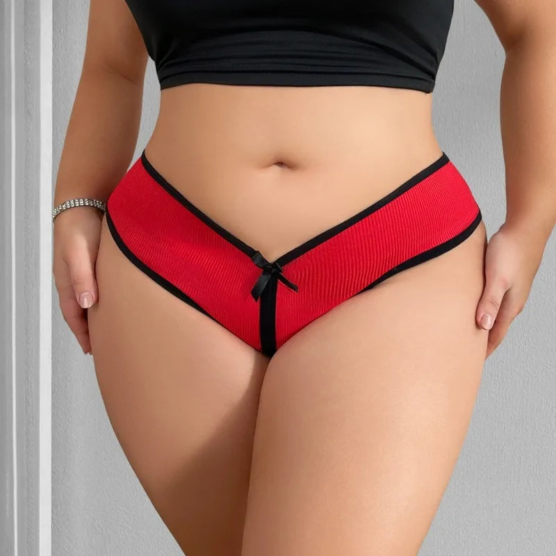 1pcs Red Fashion Breathable Comfortable Women Panties Solid Elegant Sexy Lingerie Plus Size 1XL-4XL Female Underpants Lingerie