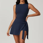 Tennis Dress Slim Tennis Dresses Woman Home Clothing Simple Style Casual Bodycon Mini Sleeveless Solid Color Leace-up Vestidos