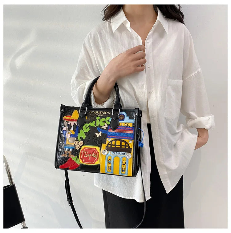 Design Patchwork Zipper 2026 Hot Sale Women's Bags Retro High Quality Women's Bags PU New Personality Stylish Shoulder Bags