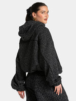 Vintage Leopard Hooded Sweatshirt Suit Loose Fit Contrast Line Wide Leg Trousers Fashion Athletic Tracksuit Outfit
