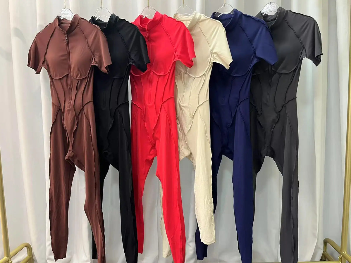 With Zipper Hollow Back Yoga Jumpsuit Sportswear Women Gym Clothes Running Fitness Yoga Backless Bodysuit