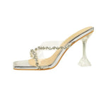 Transparent High Heels Women's Summer New Fashion Thin Heel Sandals Outdoor Wear Rhinestone Slippers Modern Minimalist Style