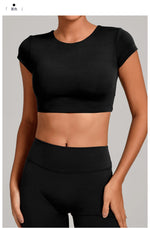 No Padded Women's Yoga T-shirt Short Sleeves Bra Backless Fitness Top Beautiful Back Gym Clothes Form-fitting Running Tee