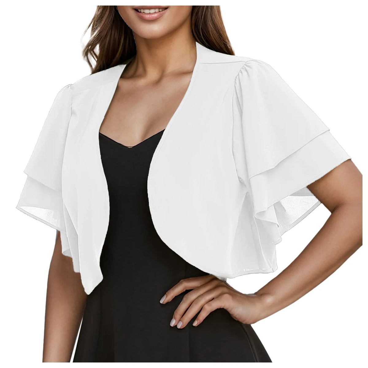 Women’S Short Sleeve Cardigan Chiffon Tops Ladies Open Front Bolero Shrug Crop Top Clothing For Female Plus Size Oversized 2025