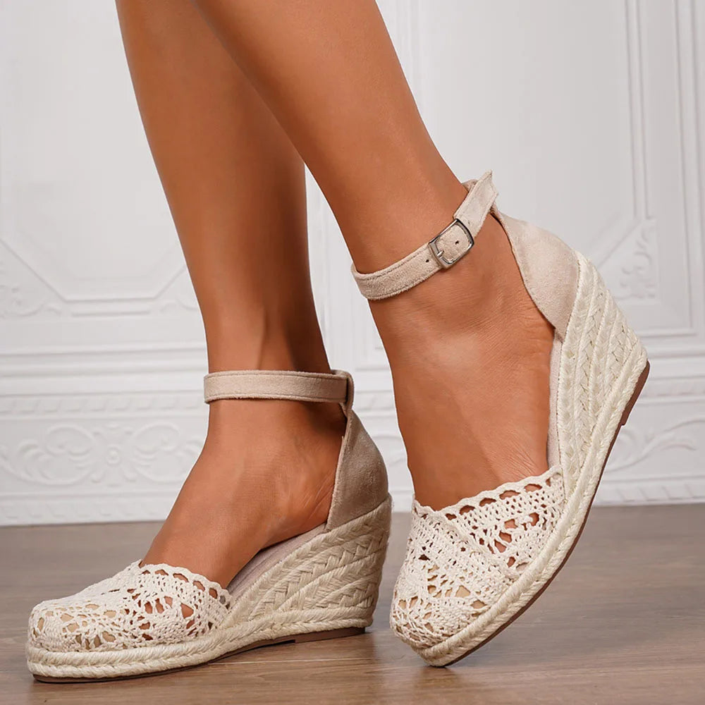 15 Colors Big Size 43 Summer Bohemian Espadrilles Sandals Women Beach Vacation Shoes Comfy Walk High Heels Wedges Sandals