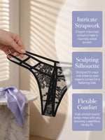 Five Solid black Lace Women G-String Sexy Lingerie Criss-cross Strap Thong fashionable and sexy style C972