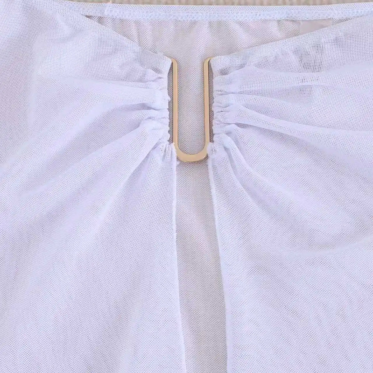 Vintage White Mesh Long Skirt 3 Piece Bikini Set 2026 Swimwear Women Metal Starfish Hollow Out Push Up Bra High Waist Swimsuit