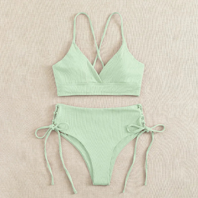 Sexy Bandage High Waist Brazilian Bikinis Sets Swimsuit Swimwear Swimming Suit for WomenNew Bikini Mujer Biquinis