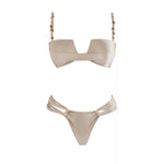 Bandeau 3 Pieces Bikini 2025 Sexy Women Swimsuit Swimwear Female Dress Cover Up Bikini Set Beachwear Bathing Suit Swimming Suit