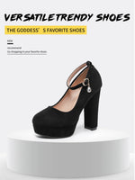 2026 Plus Size 43 Elegant Black Ankle Strap Platform Pumps Sexy Spike High Heels Shoes Women Classic Apricot Office Lady Shoes