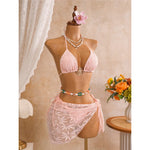 New Leaves Printed Halter Bikini Suit Female Swimsuit Women Swimwear Bather Bathing Suit Swim Three-Pieces Bikini Set