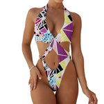 2025 Sexy High Cut Out Halter Female Swimwear One Piece Swimsuit Women Cross Bandage Monokini Bather Bathing Suit Swim Beachwear