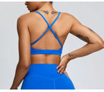 Solid Color Cross Back Women Fitness Underwear Sports Bra Running Top Gym Yoga Athletic Tight Workout Jog Soft With Backless Bra