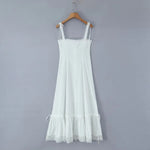 Summer Womens White Dresses Spaghetti Strap New in Long Dress 2025 Beach Casual Midi Party Vestidos Single Breasted Lace Dress