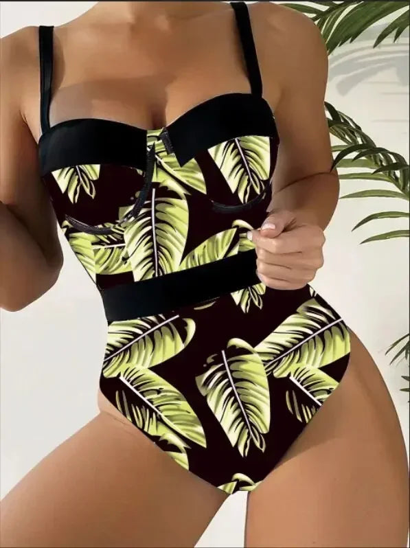 Print Push Up Swimsuit One Piece Swimwear Women High Waisted Swimming Suit Brazilian Monokini Bodysuit Beach Wear Bathing Suit